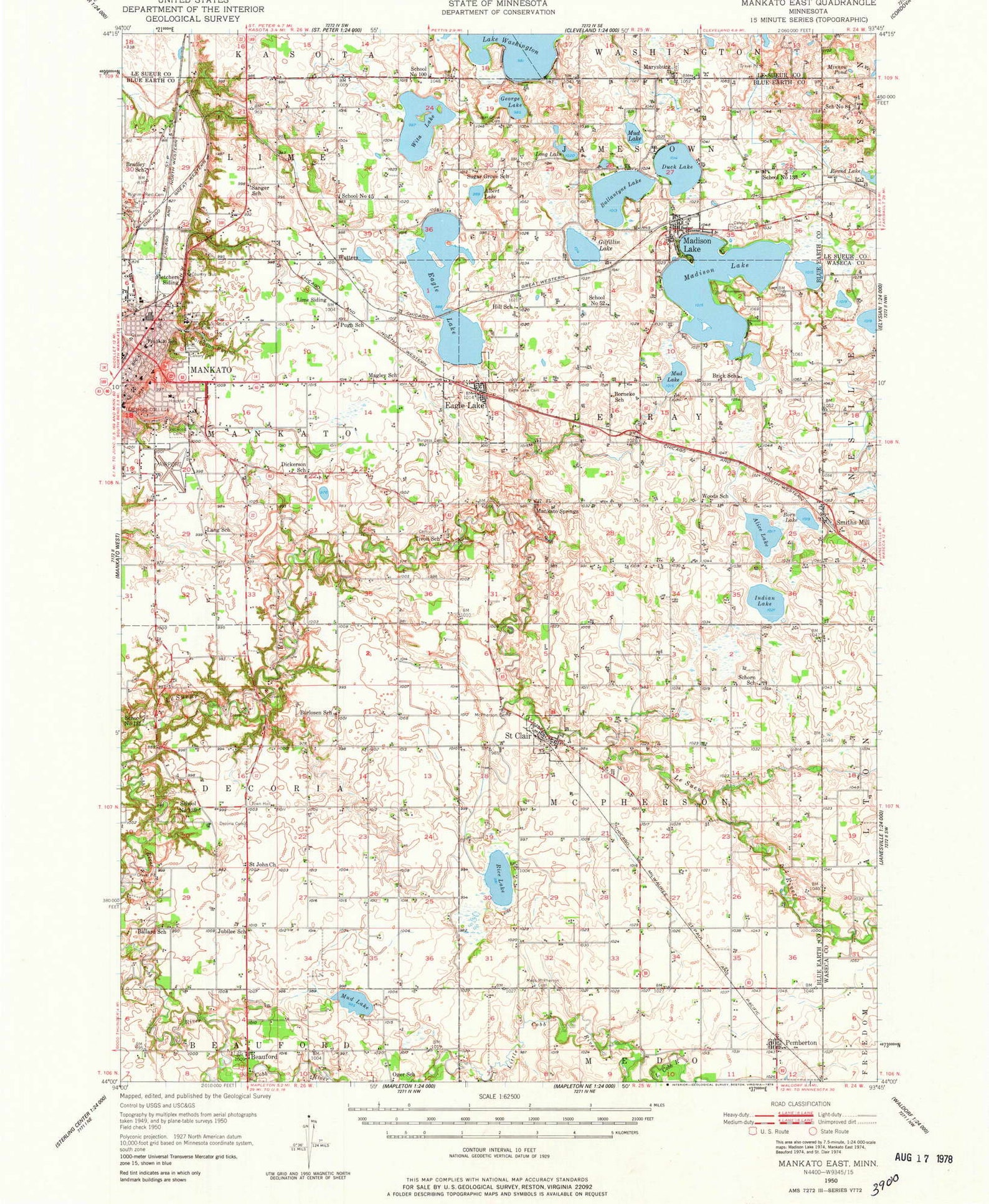Mankato East 1950 1978 Old Topo Map Quad Reprint USGS Etsy