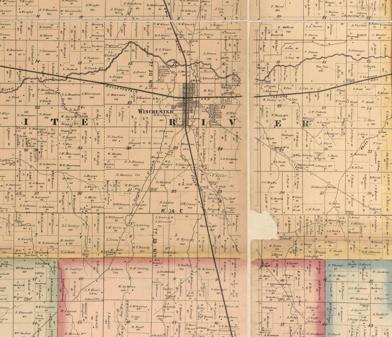 Randolph County Indiana 1865 Old Wall Map Reprint With Etsy