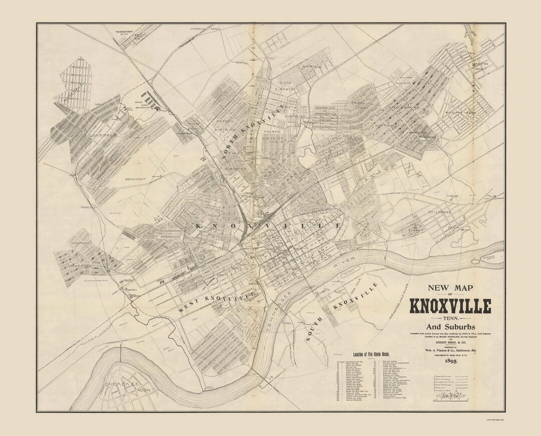 Knoxville 1895 Old Map Reprint Tennessee TN Cities Etsy