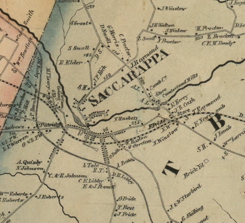 Cumberland County Maine 1857 Old Wall Map Reprint With Etsy