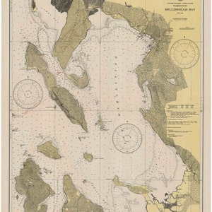 Bellingham Bay 1946  Nautical Map, Washington Reprint PC Harbors Puget 6378