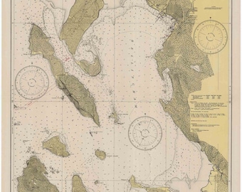 Bellingham Bay 1946  Nautical Map, Washington Reprint PC Harbors Puget 6378