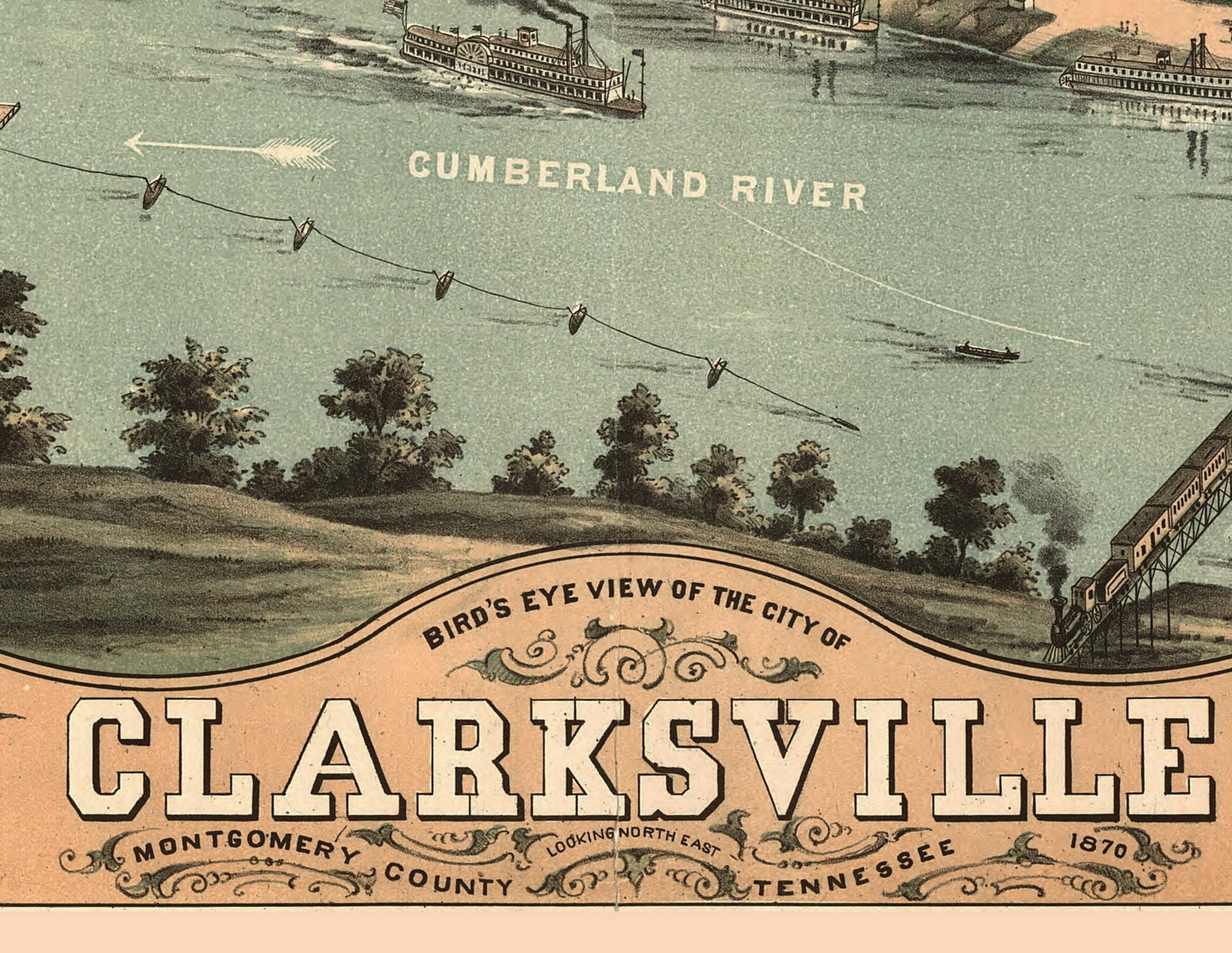 Clarksville 1870 Tennessee Birds Eye View Reprint Etsy