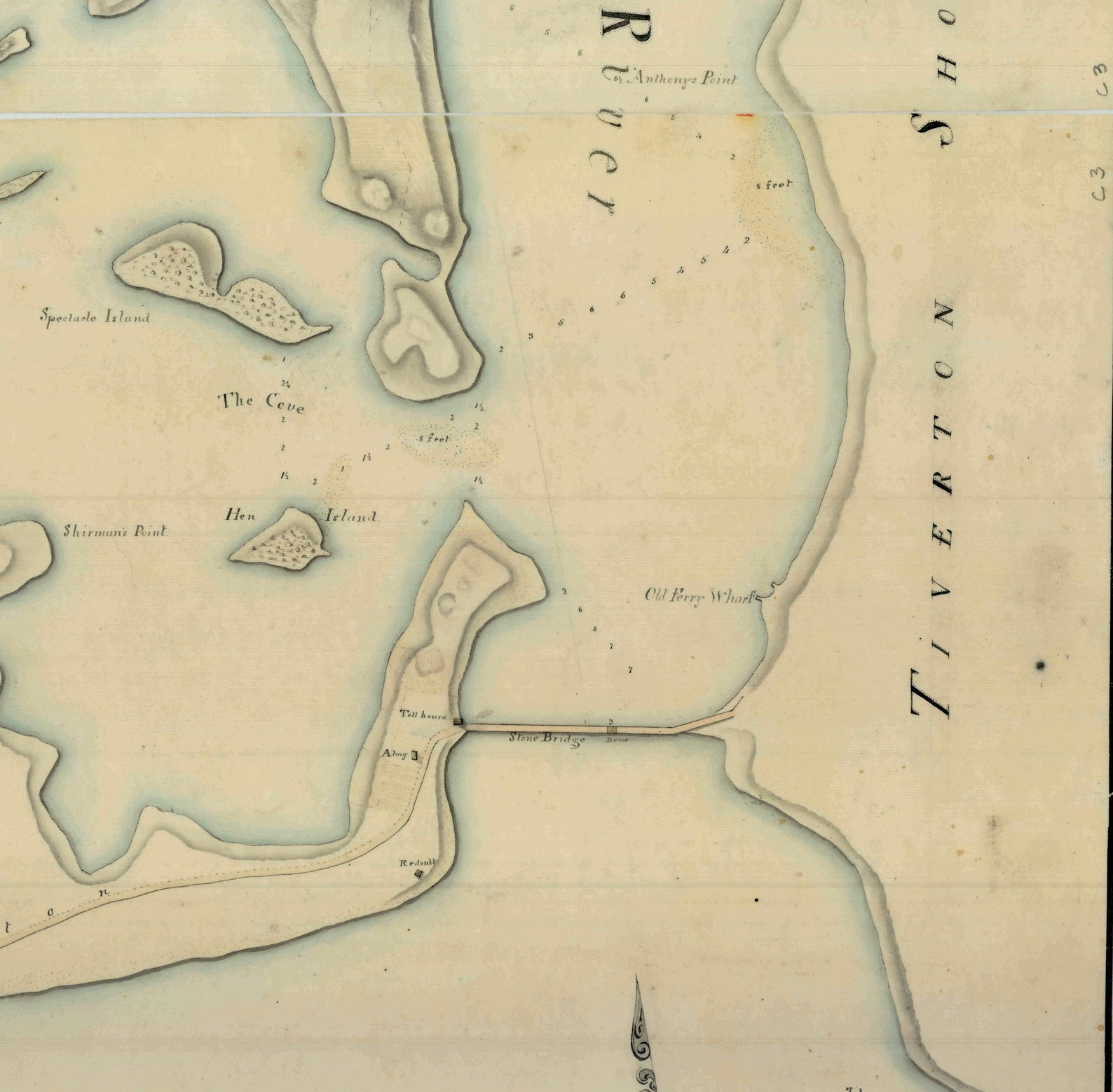 Aquidneck Island north Rhode Island 1819 Map Portsmouth Etsy