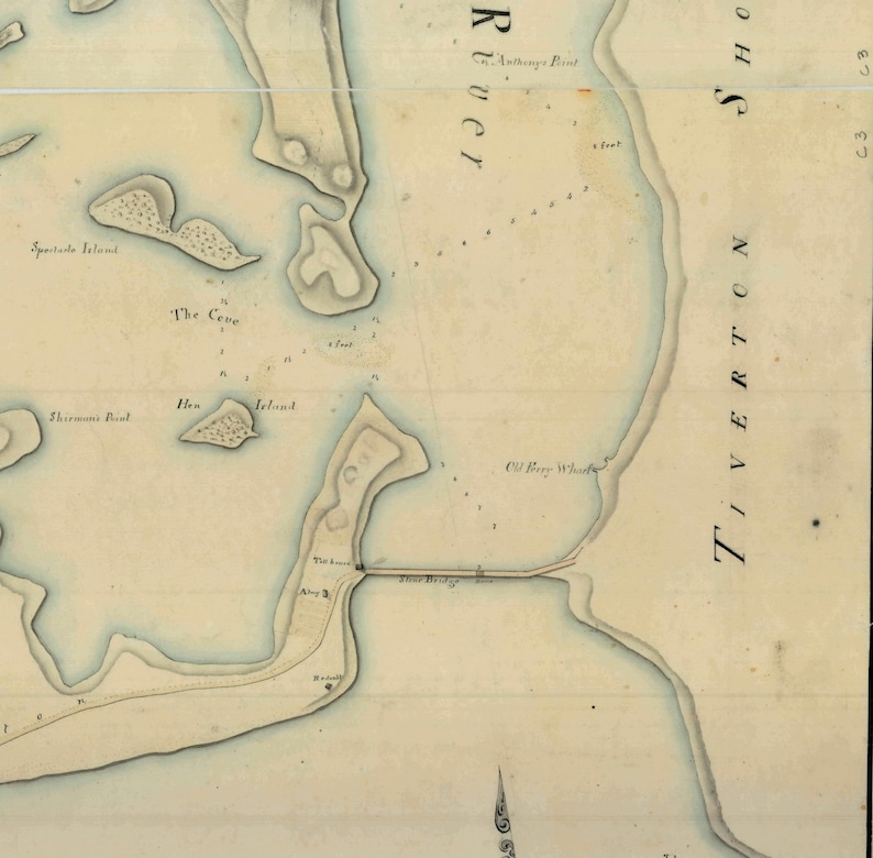 Aquidneck Island north Rhode Island 1819 Map Portsmouth Etsy