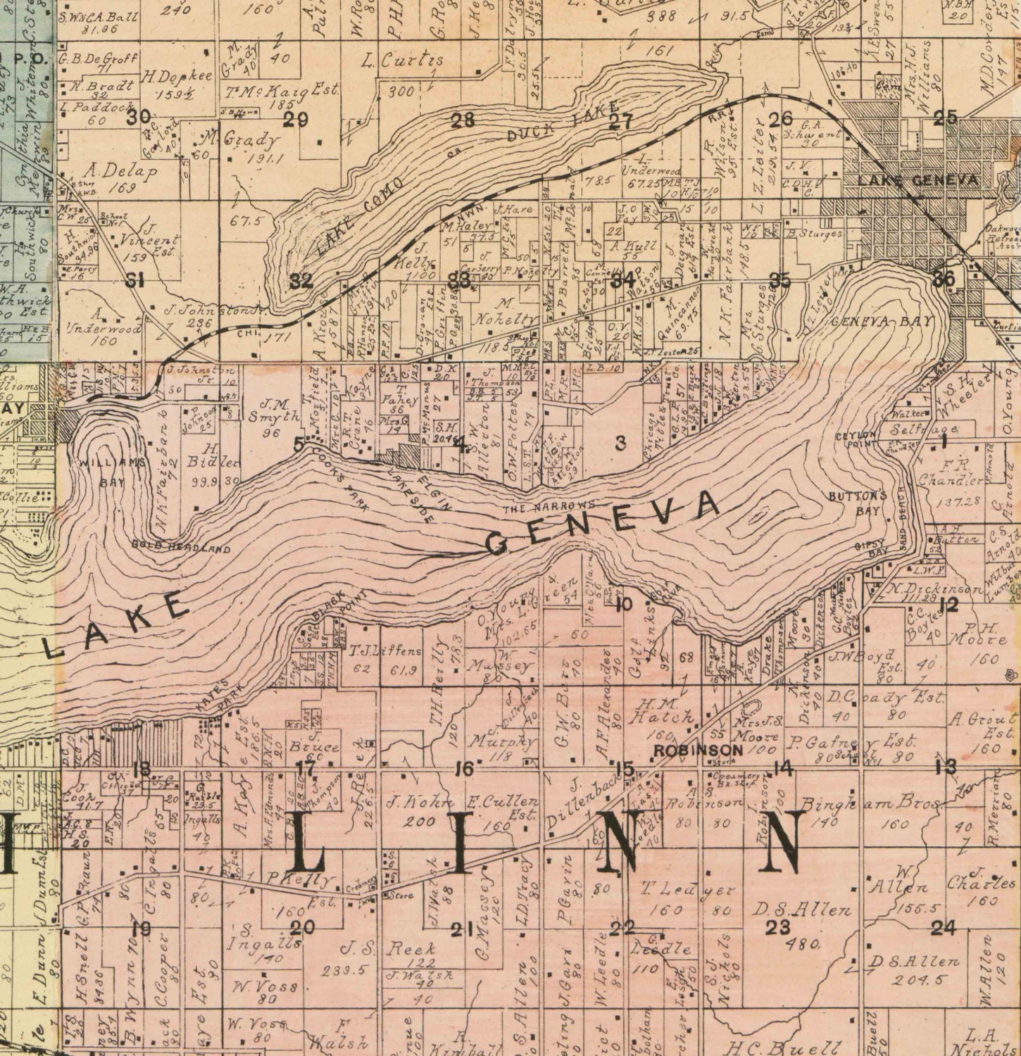Walworth County Wisconsin 1900 Old Wall Map Reprint With Etsy