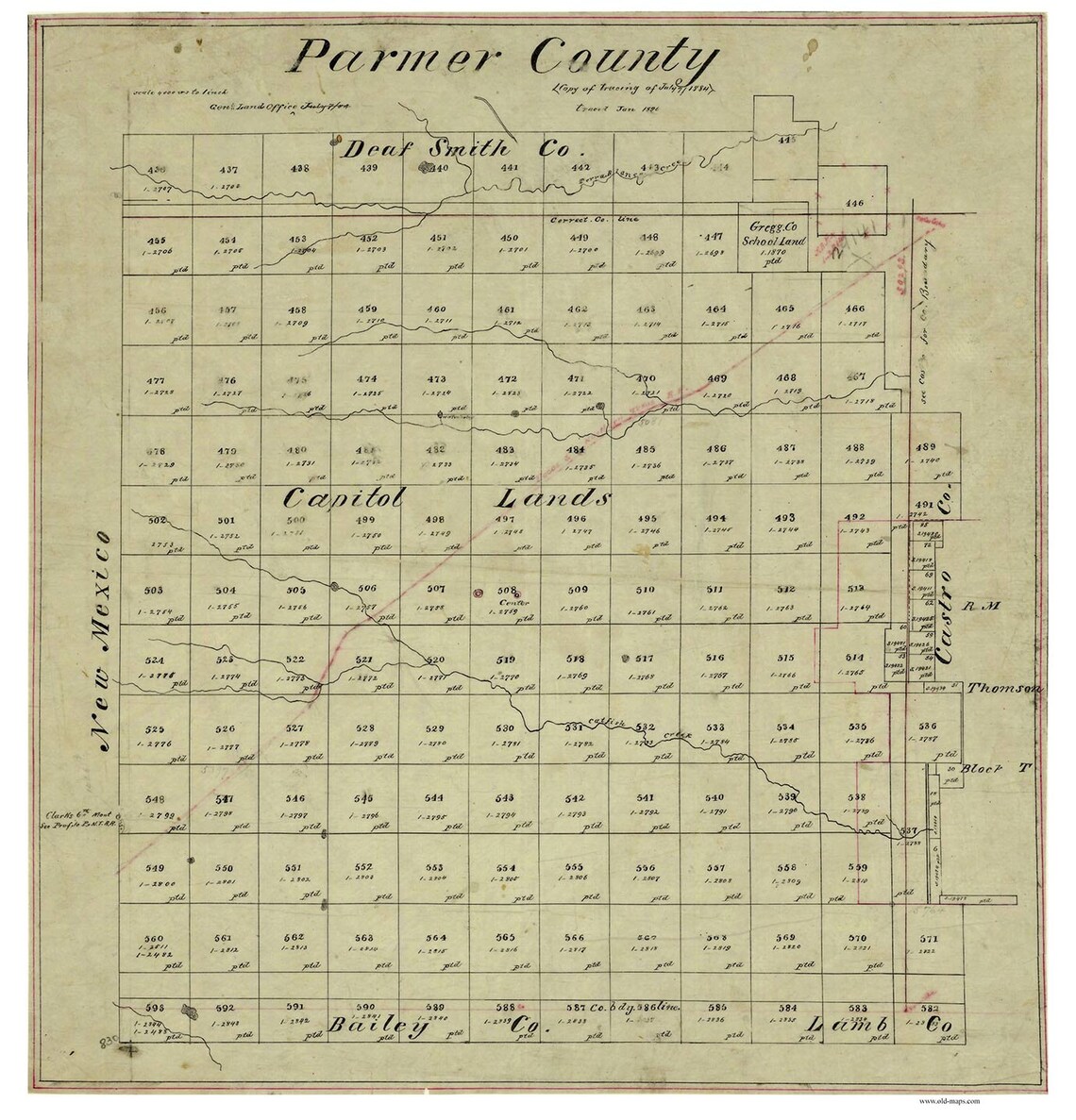 Parmer County Texas 1896 Old Wall Map Reprint With Land Etsy
