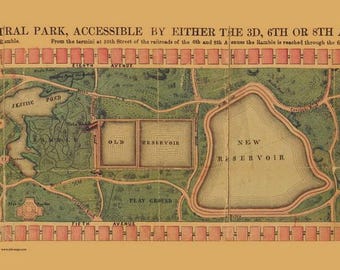 Central Park 1860 - Custom Reprint NYC Small Area - Manhattan