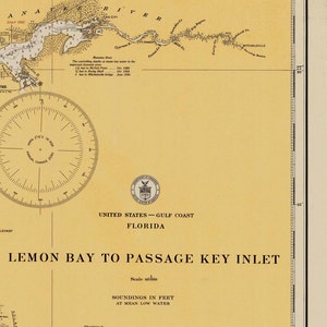 Lemon Bay to Passage Key Inlet 1930 Nautical Map Sarasota Venice Anna ...