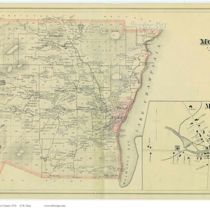 Moriah New York 1876 Map - Reprint - Essex Co NY Atlas