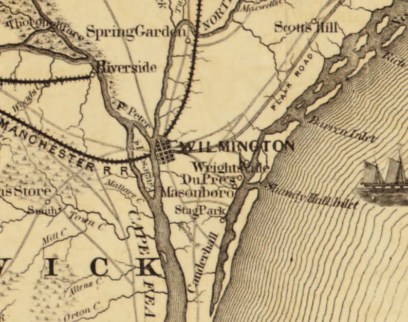 Eastern North Carolina 1863 Old Map With Part of Virginia and South ...