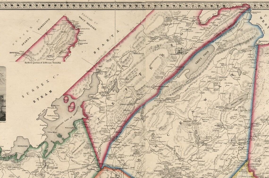 Jefferson 1853 Old Town Map With Homeowner Names Lake Etsy