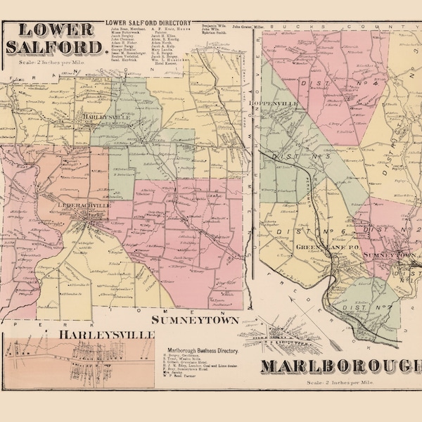 Harleysville Map Etsy