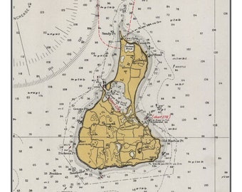 Block Island 1934 Nautical Chart Custom 80000 NY 114-120