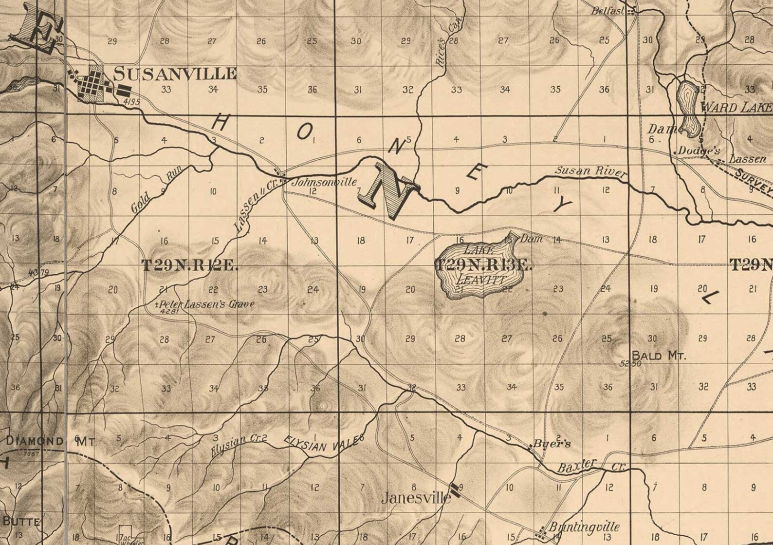 Plumas County California 1892 Old Wall Map Reprint with Etsy