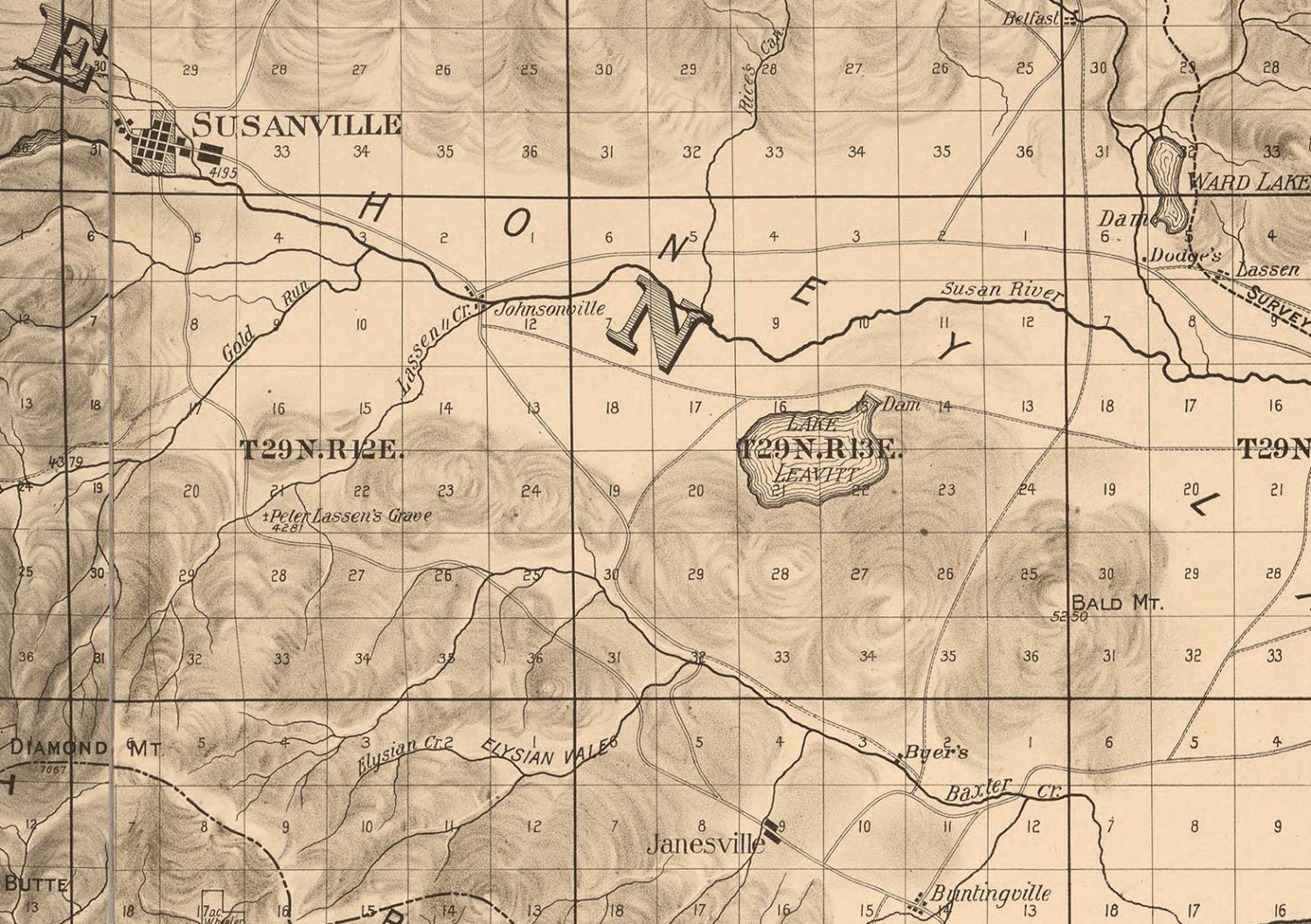 Plumas County California 1892 Old Wall Map Reprint With - Etsy