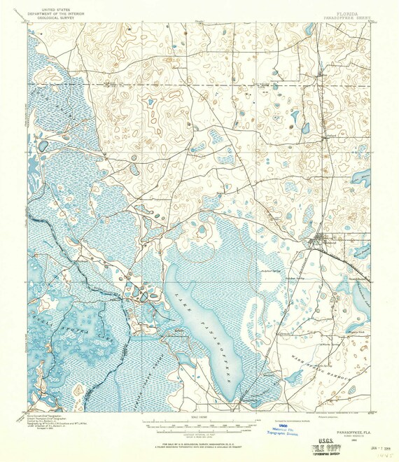 Panasoffkee 1893 1958 Old Topo Map Tsala Apopka Lake Etsy