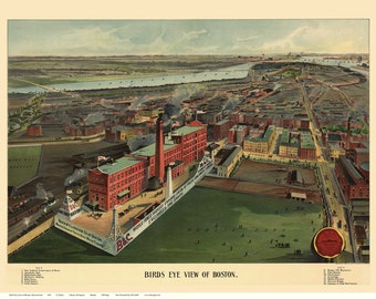 Boston - 1902 Birds Eye View - Reprint