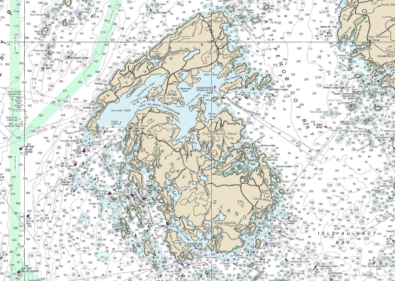 Vinalhaven & Penobscot Bay 2014 Nautical Map maine CUSTOM Etsy