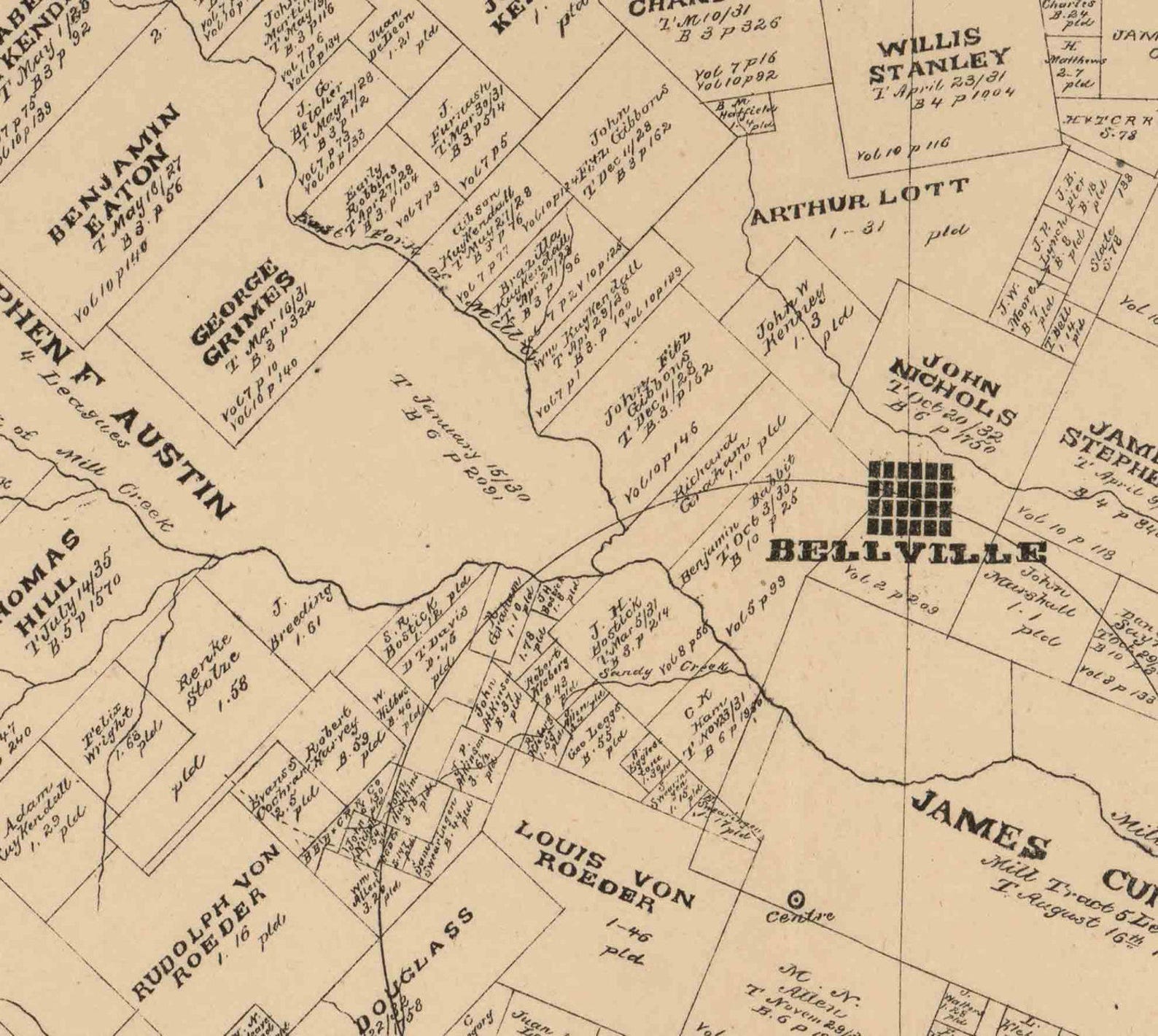 Austin County Texas 1879 Old Wall Map Reprint With Land Etsy