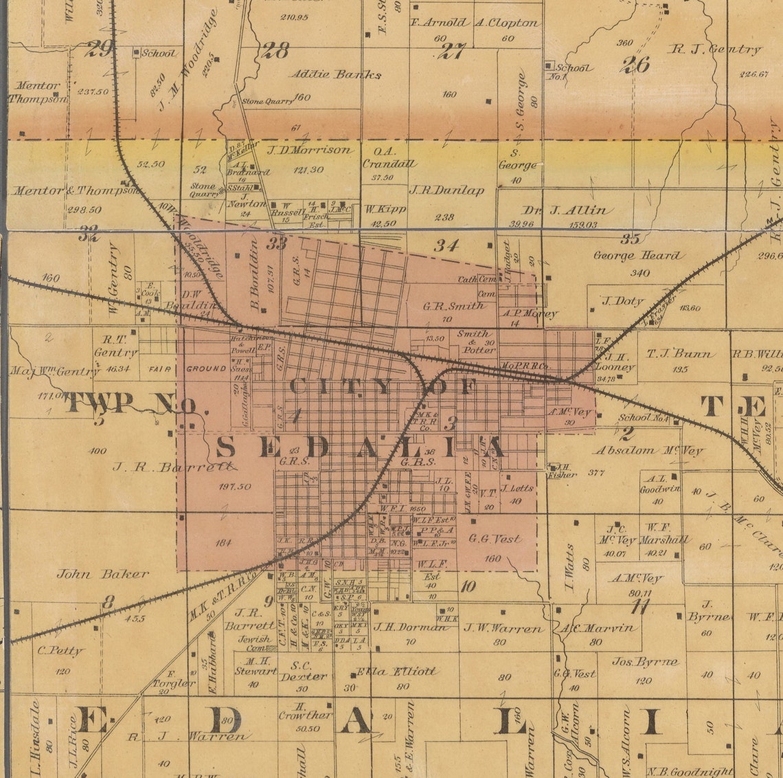 Pettis County Missouri 1867 Old Wall Map With Landowner & Etsy