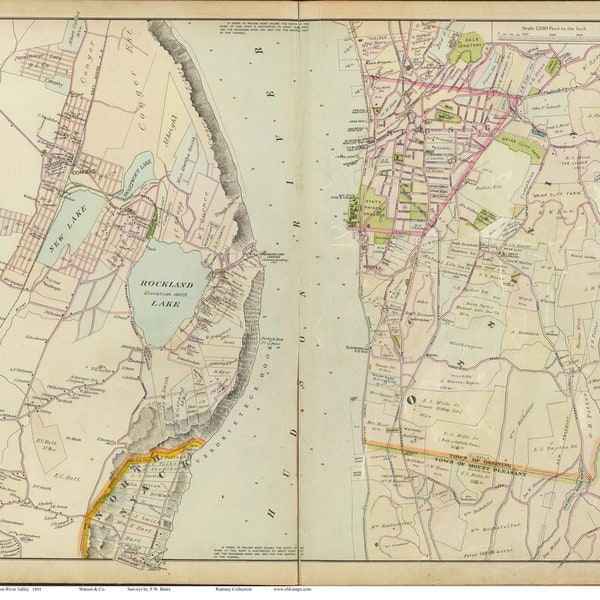 Ossining North Nyack 1891 Map   Reprint Hudson Valley New York Atlas