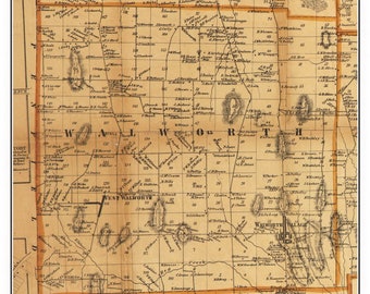 Walworth 1858 Old Town Map with Homeowner Names New York - Reprint Genealogy Wayne County NY TM