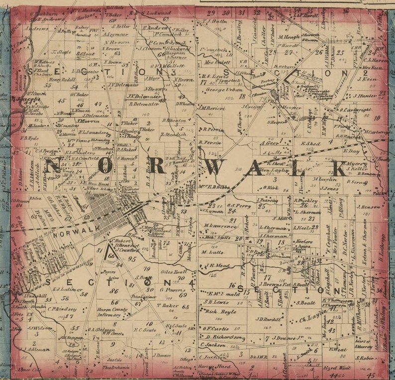 Huron County Ohio 1859 Old Wall Map Reprint With Homeowner Etsy