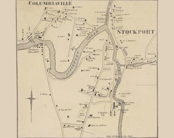 Columbiaville 1873  CUSTOM Old Map Homeowner names Reprint Columbia Co Beers Atlas New York