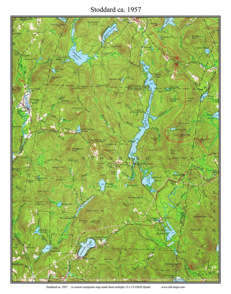 Stoddard 1957 Old Topographic Map Highland Lake NH USGS Etsy