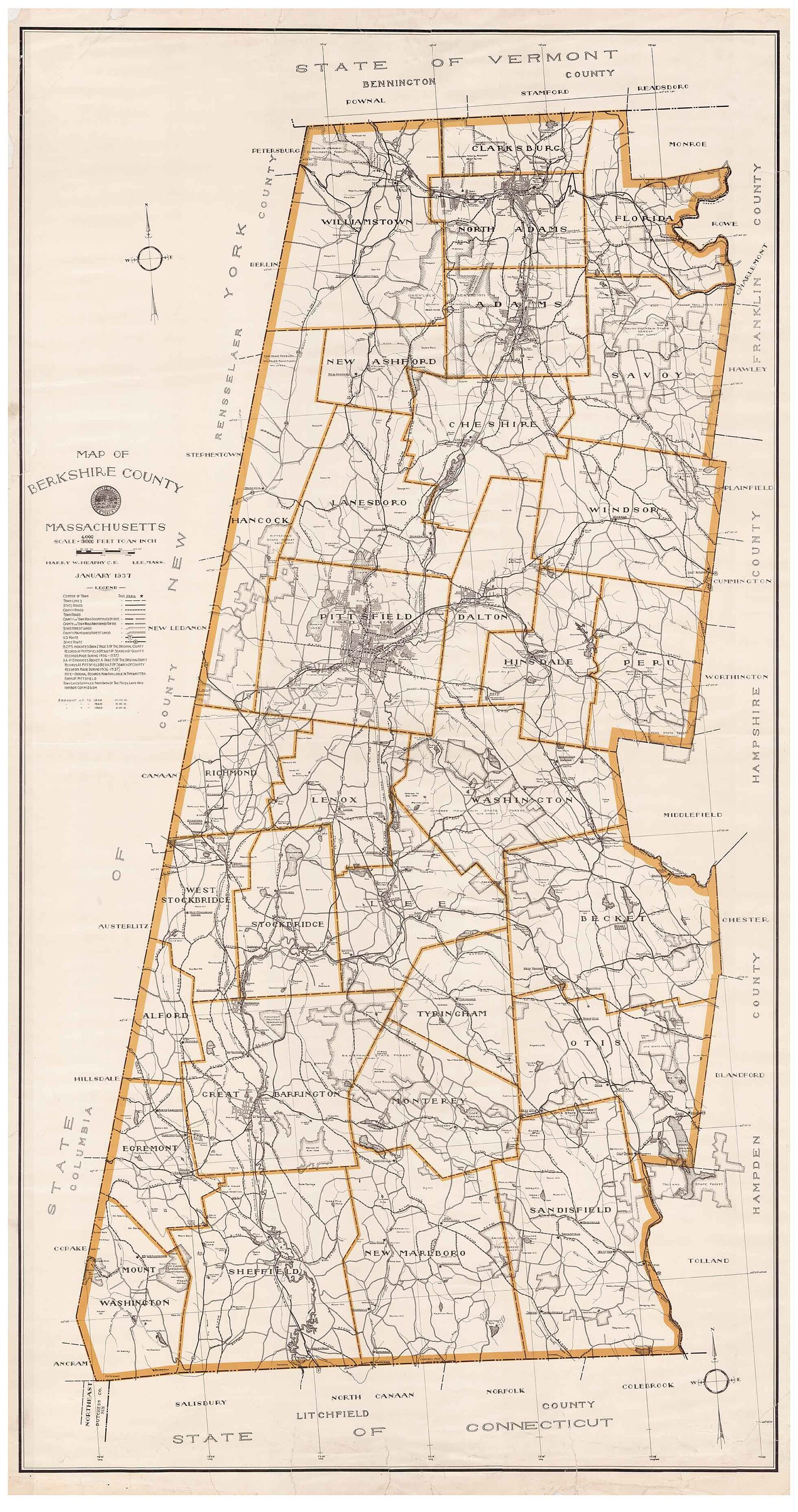 Lovely Tourist Map Of Berkshire County Massachusetts Rare, 45 OFF