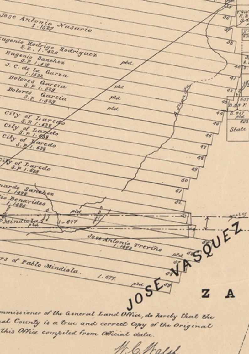 Encinal County Texas 1879 Old Wall Map Reprint With Land Etsy