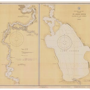 St John&#39;s River - Palatka to Lake George - 1927 Map Old Nautical Chart - Florida Harbors East 508