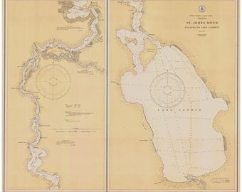 St John's River - Palatka to Lake George - 1927 Map Old Nautical Chart - Florida Harbors East 508