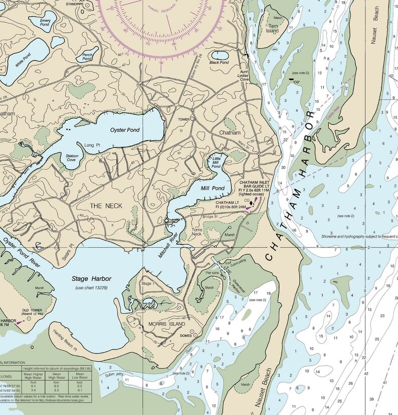 Chatham Harbor and Pleasant Bay MA 2013 Nautical Map Etsy