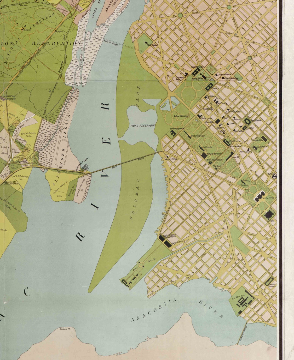 Alexandria County Virginia 1900 - Old Wall Map With Homeowner Names ...