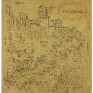 Grayson County, Texas - 1853 - Old Wall Map Reprint With Land Owners names  - General Land Office