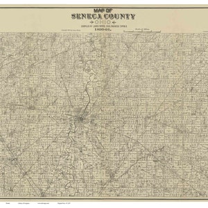 Seneca County Ohio 1891 - Old Wall Map Reprint with Homeowner Names - Farm Lines