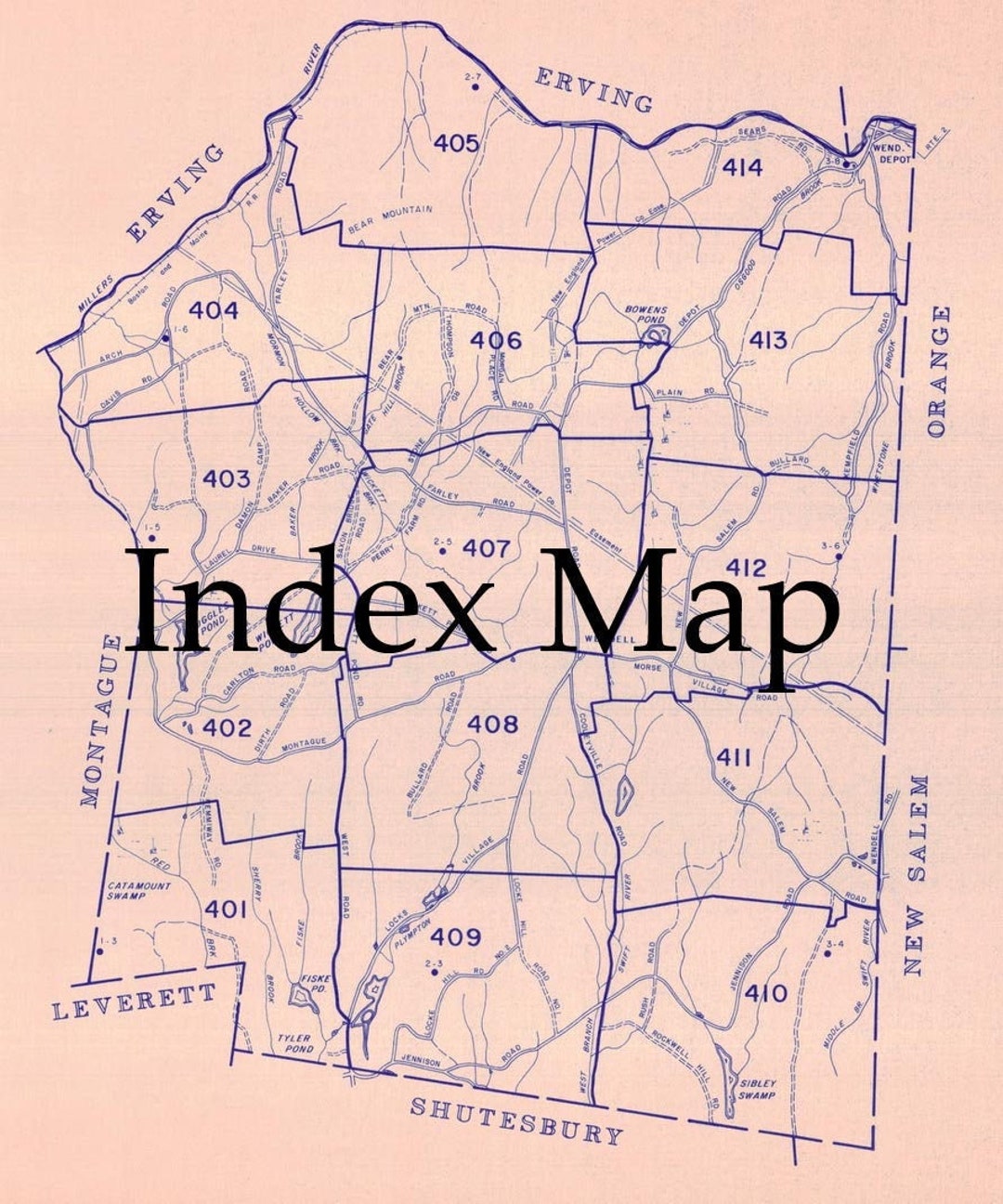 Wendell Massachusetts 1984 Set of Tax Maps 14 Maps Very Detailed