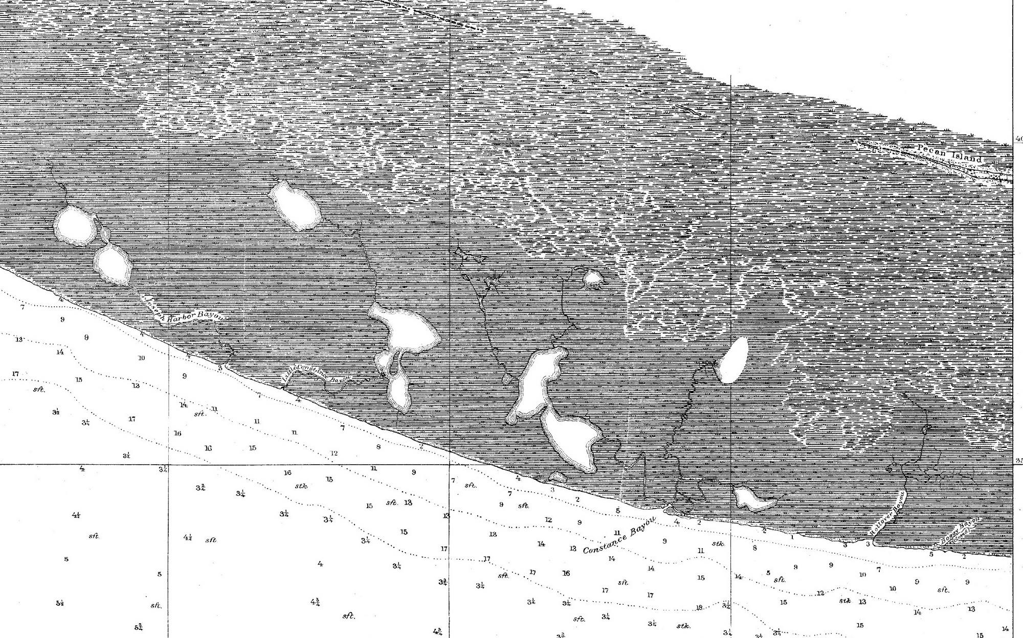 Pecan Island & Mermentau River 1892 Nautical Old Map Reprint Etsy UK