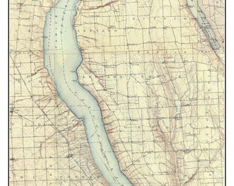 Cayuga Lake - 1902 USGS Old Topographic Map   Custom Composite Reprint New York Finger Lakes