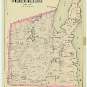 Willsborough New York 1876 Map - Reprint - Essex Co NY Atlas