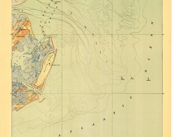 St Helena Sound 1920 (1920) Old Topo Map - quad  reprint  - 15x15 USGS Topographic  South Carolina  Hunting Island