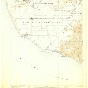 Hueneme 1904 Old Topo Map - Edited reprint of the original quad - 15x15 USGS Topographic California