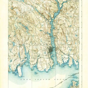 New London 1893 (1933) Old Topo Map Waterford Groton Montville -quad reprint - 15x15 USGS Topographic Connecticut New York 331110