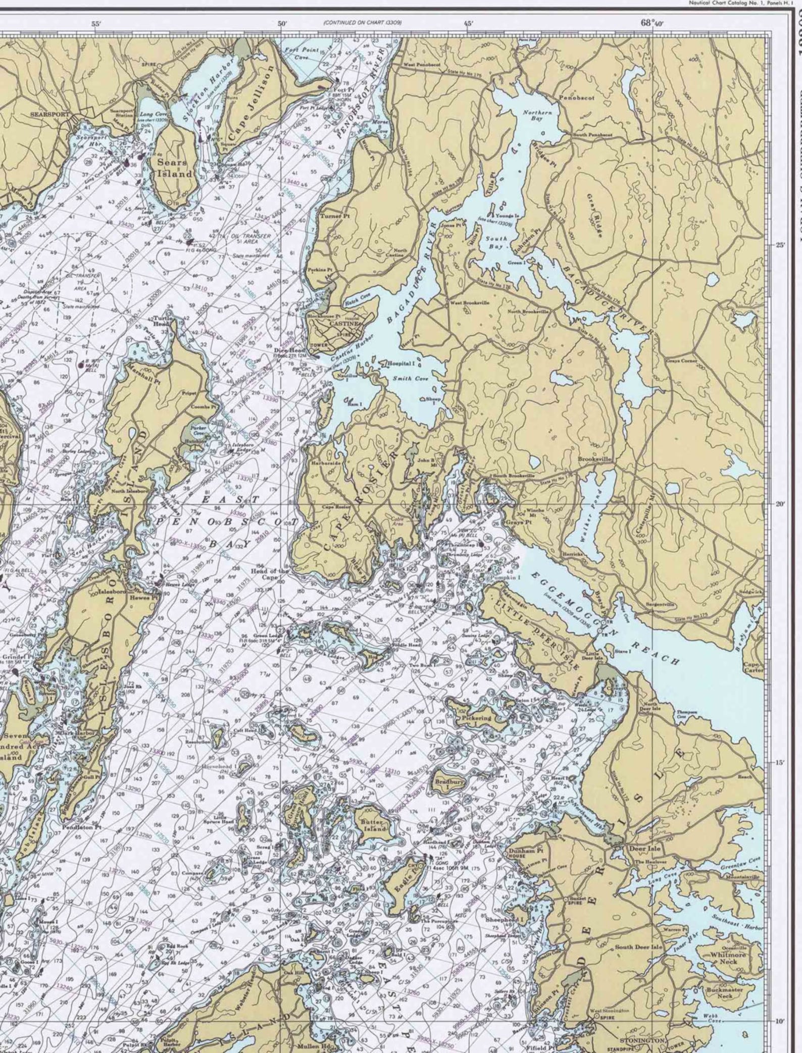 Penobscot Bay and Approaches 1985 Maine Nautical Map 80000 Etsy