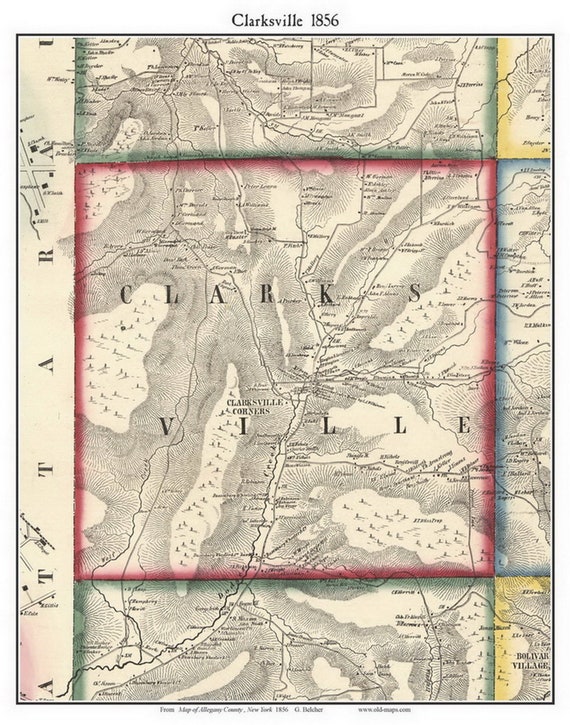Clarksville 1856 Old Town Map with Homeowner Names New York | Etsy