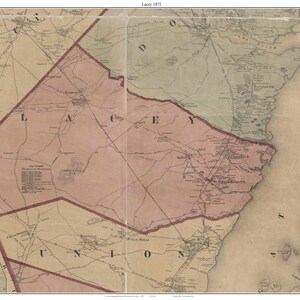 Lacey 1872 Old Town Map with Homeowner Names Ocean County New Jersey - Reprint Genealogy NJ TM