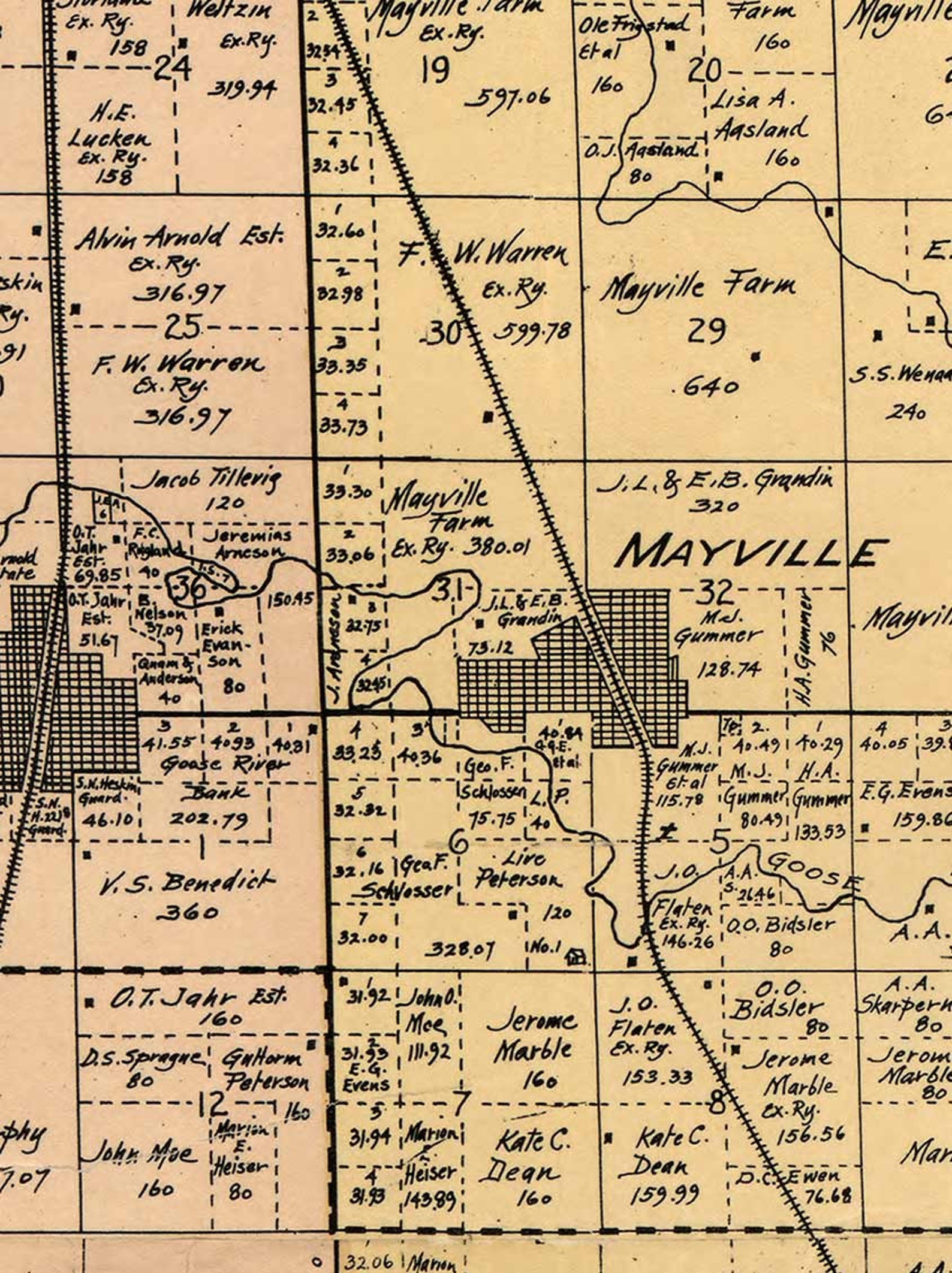 Traill County North Dakota 1900 Old Wall Map With Landowner Etsy