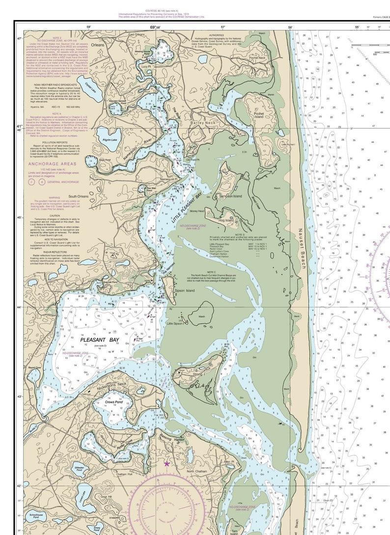 Chatham Harbor and Pleasant Bay MA 2013 Nautical Map Etsy